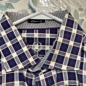 Bugatchi L/S Blue Checked X-Large Patterned